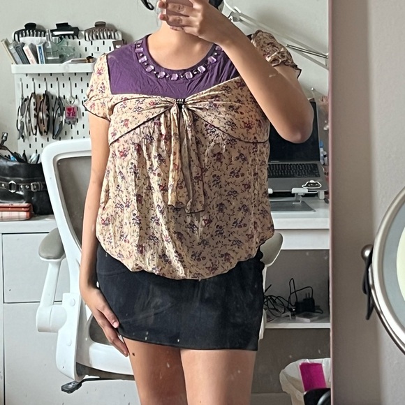 gorgeous y2k floral bow detail blouse🌟 - Picture 6 of 6